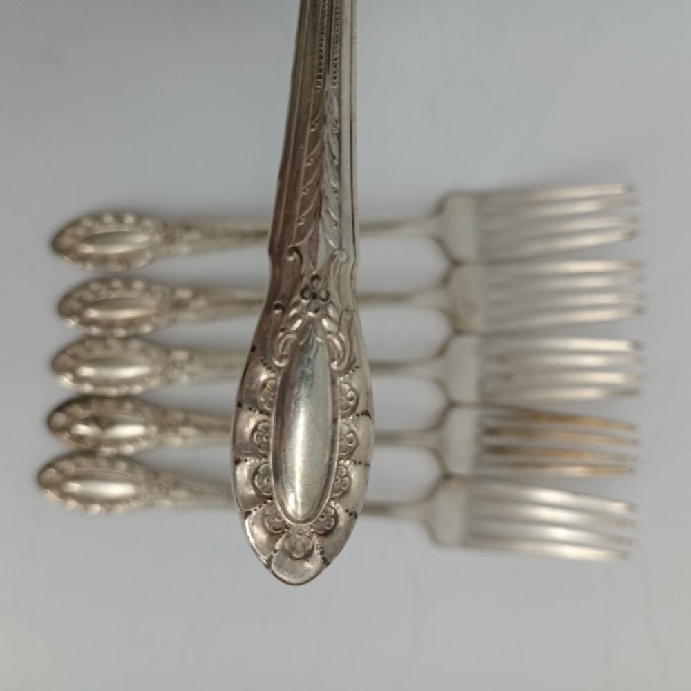 6X DF Wallace Silver Plate Silverplate 1937 SOUTHGATE Dinner Forks